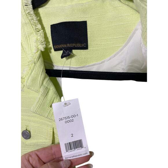 NWT Banana Republic Citron Lime Green Twee Preppy Academia Femme Jacket SZ 2 - Picture 3 of 5